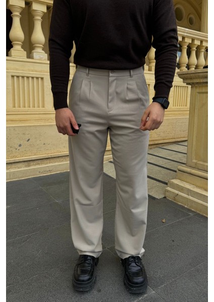 Erkek Kumaş Baggy Kalıp Pileli Pantolon modelleri