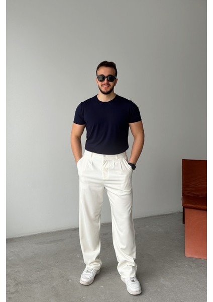 Erkek Kumaş Baggy Kalıp Pileli Pantolon