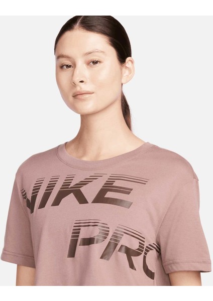 Pro Dri Fit Graphics Loose Fit T-Shirt Kadın Crop Büyük Beden Günlük Tişört Kahve