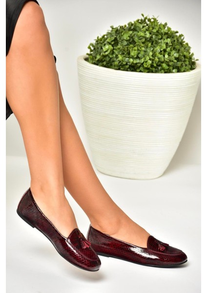 R667001203 Bordo Baskı Deri Babet