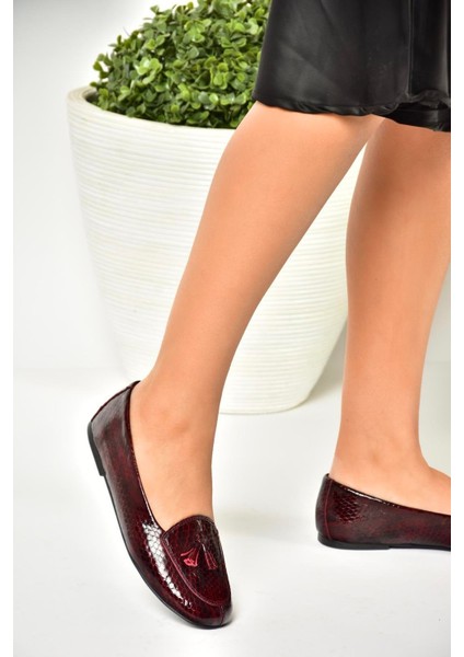 R667001203 Bordo Baskı Deri Babet modelleri