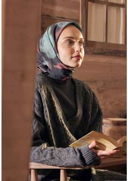 Turkuaz Fresh Scarfs Darcy Desen Pamuk Ipek Eşarp