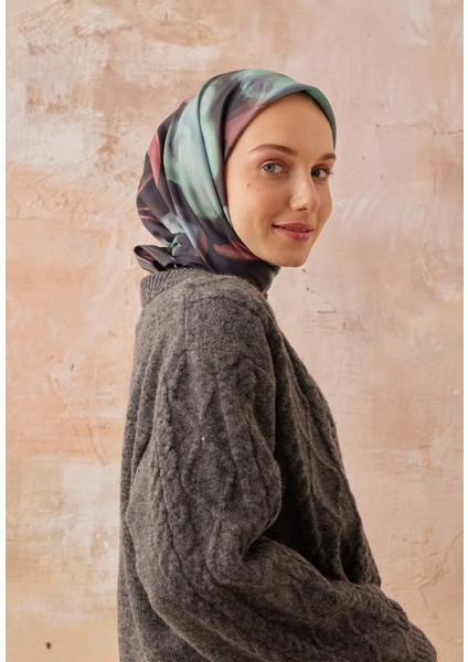 Turkuaz Fresh Scarfs Darcy Desen Pamuk Ipek Eşarp