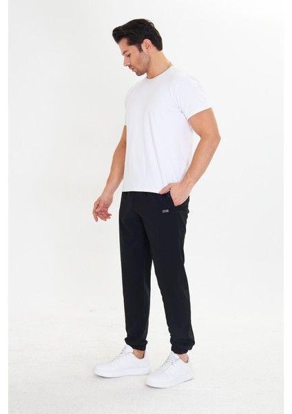 Erkek Stretchfit Esnek Lastik Paçalı Eşofman Altı Siyah 2663-S