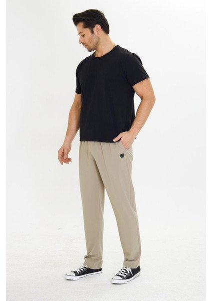 Erkek Stretchfit Esnek Eşofman Altı Bej 2661-B