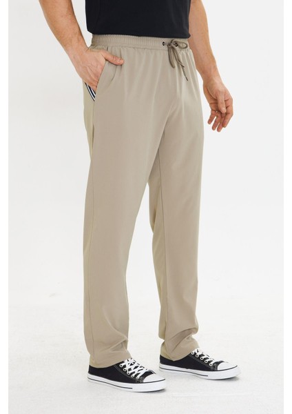 Erkek Stretchfit Esnek Eşofman Altı Bej 2661-B