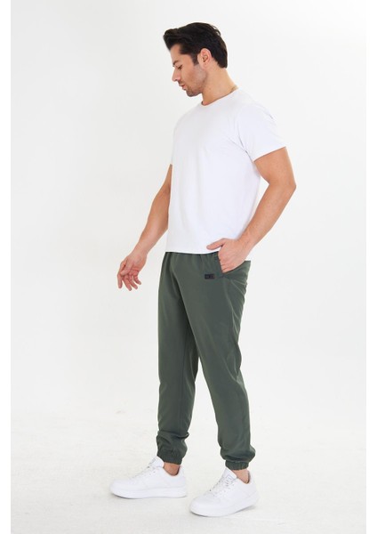 Erkek Stretchfit Esnek Lastik Paçalı Eşofman Altı Haki 2663-H