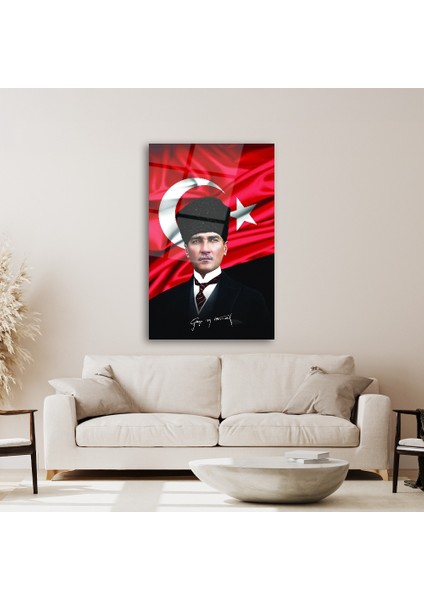 Atatürk ve Bayrak Cam Tablo
