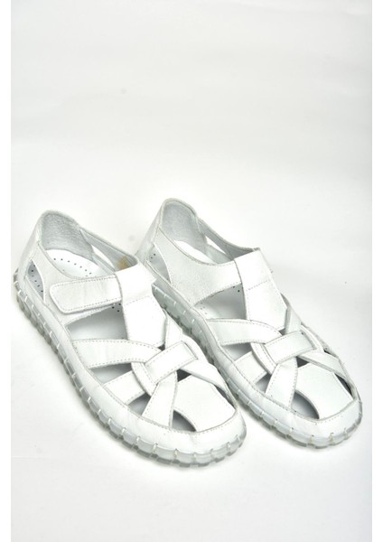 U555413003 Beyaz Hakiki Deri Kadın Sandalet fırsatları