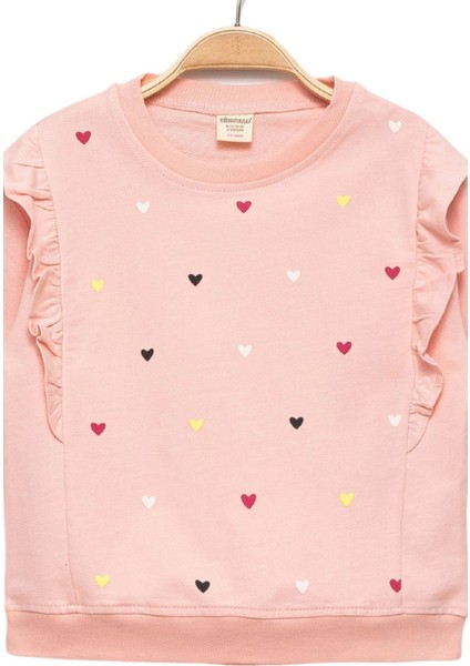 Kız Bebek %100 Pamuk Fırfırlı Pembe Sweatshirt - Kız Bebek&çocuk Giyim
