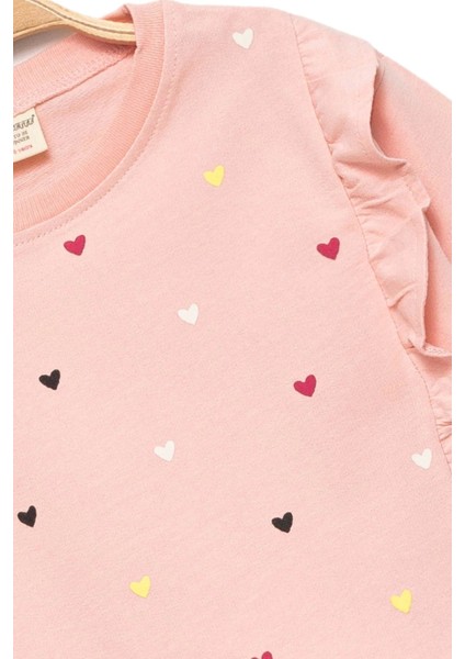 Kız Bebek %100 Pamuk Fırfırlı Pembe Sweatshirt - Kız Bebek&çocuk Giyim