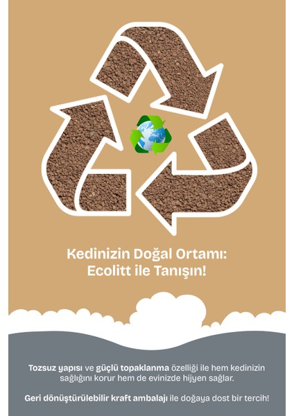 Kraft Pakette Tozsuz ve Topaklanan Kahverengi Bentonit Natura Kedi Kumu 8kg fiyatları