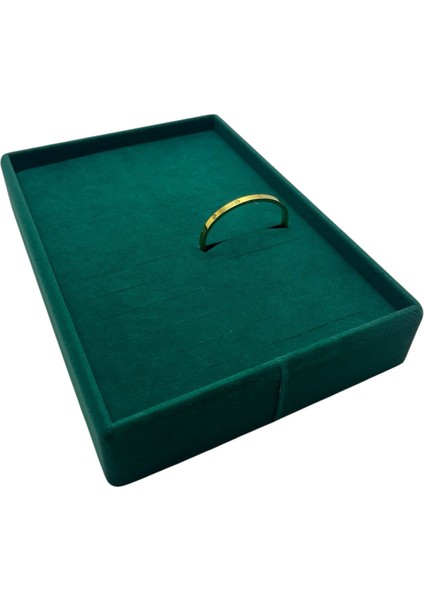 Yerli Üretim Süet Kumaş Yeşil Renk 22/14 cm Batırmalı Bileklik Kelepçe Tablası