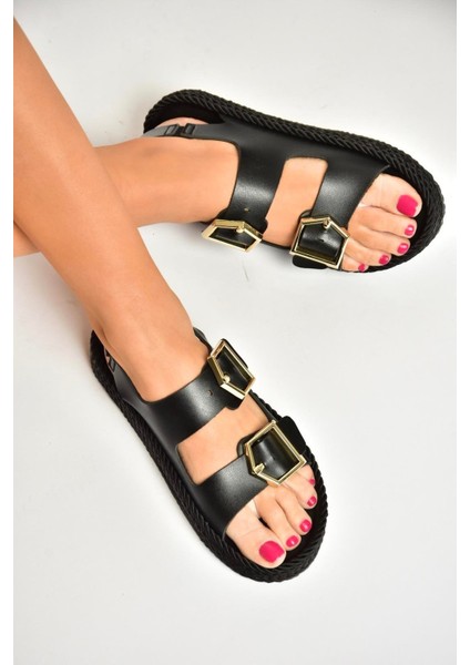 U596330309 Siyah Kadın Sandalet