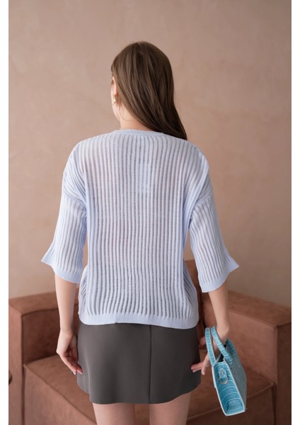 Bisiklet Yaka Aplikeli Ajurlu Salaş Triko Bluz indirimleri