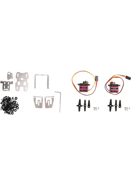 1 Takım Dc 4.8-5V Çift Servo Gimbal Braketi 29X29MM Kamera Pan/tilt Standı 2 Adet 9g Direksiyon Dişlisi ile Rc Fpv Drone Için (A) (Yurt Dışından)