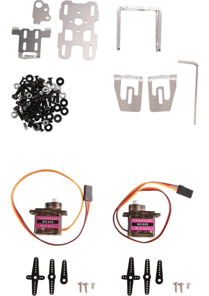 1 Takım Dc 4.8-5V Çift Servo Gimbal Braketi 29X29MM Kamera Pan/tilt Standı 2 Adet 9g Direksiyon Dişlisi ile Rc Fpv Drone Için (A) (Yurt Dışından)