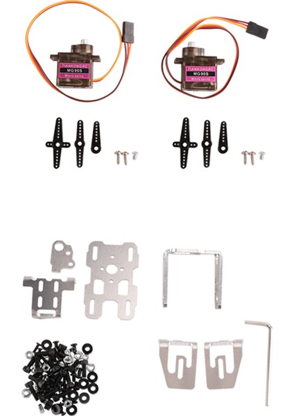1 Takım Dc 4.8-5V Çift Servo Gimbal Braketi 29X29MM Kamera Pan/tilt Standı 2 Adet 9g Direksiyon Dişlisi ile Rc Fpv Drone Için (A) (Yurt Dışından)
