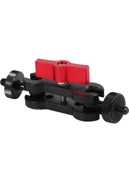 Alüminyum Alaşımlı Çok Fonksiyonlu Çift Bilyalı Kafa Sıcak Ayakkabı 1/4 Inç Tripod Sihirli Kol Montaj Adaptörü Dslr Kamera Aksesuarı Monitör LED Işık Kırmızı (Yurt Dışından)