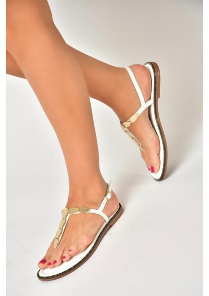 U291240103 Beyaz Parmak Arası Sandalet modelleri