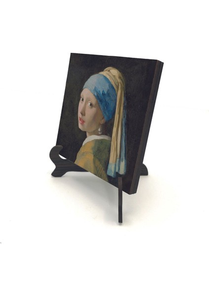 Inci Küpeli Kız (Johannes Vermeer, 1665 Baskılı Mdf Masaüstlük 10X10