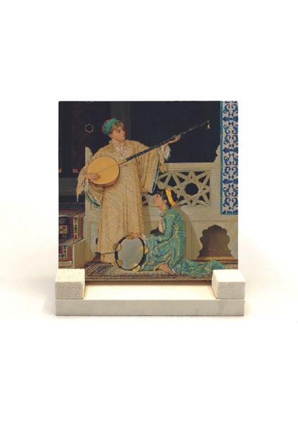 Iki Müzisyen Kız (Osman Hamdi Bey, 1880) Baskılı Taş Masaüstlük 10X10