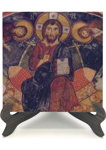 Kapadokya Göreme Karanlık Kilise Freski - Deesis Baskılı Mdf Masaüstlük 10X10 fiyatları