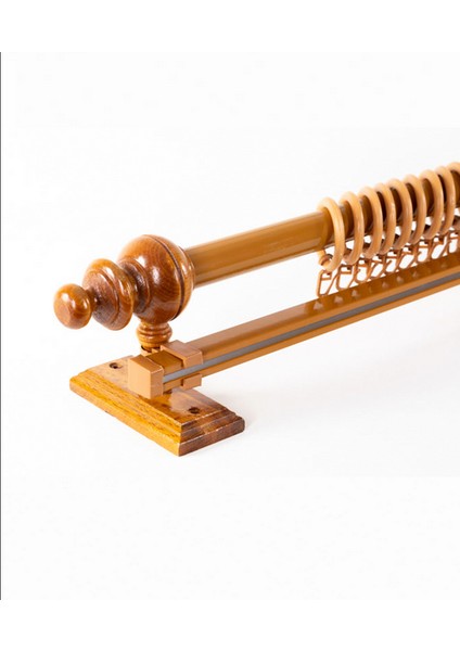 Meşe 200 cm Tekraylı Rustik Perde Askı Seti (Ahşap Başlık ile Aluminyum Boru ve Ray) fiyatları