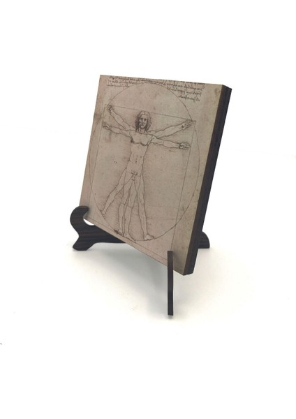 Vitruvius Adamı (Leonardo Da Vinci, 1492) Baskılı Mdf Masaüstlük 10X10