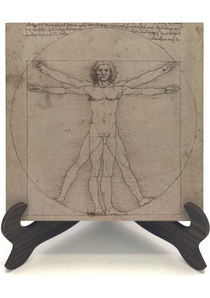Vitruvius Adamı (Leonardo Da Vinci, 1492) Baskılı Mdf Masaüstlük 10X10