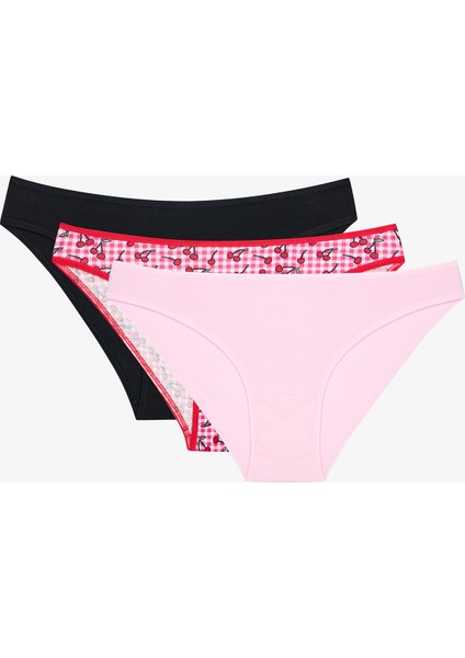 Cherry Kiss 3lü Çok Renkli Slip Külot