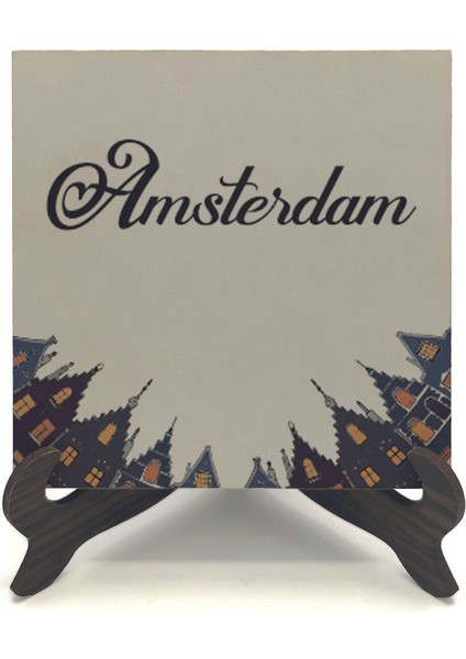 Amsterdam Görseli Baskılı Mdf Masaüstlük 10X10