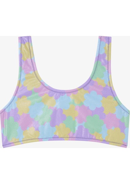 Kız Çocuk Shiny Flower Fırfırlı Halter Yaka Bikini Takımı fiyatları