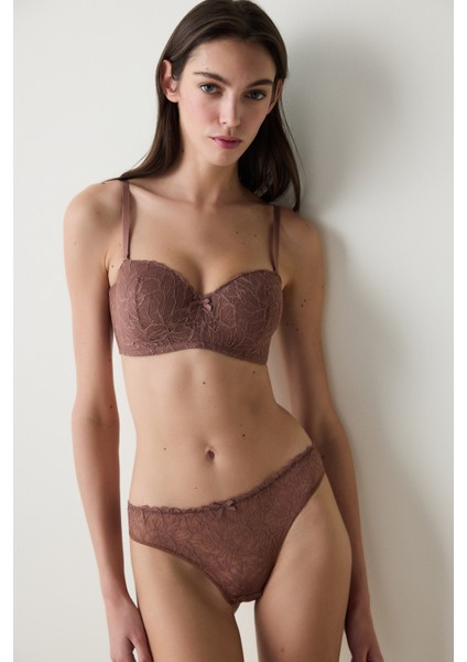 Lotus Dantel Kahverengi Sütyen
