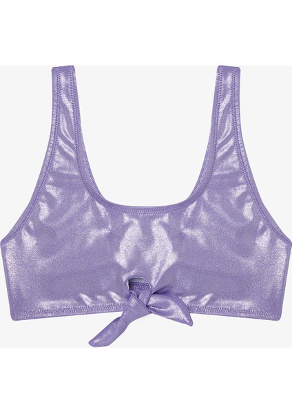 Lila Kız Çocuk Shiny Halter Yaka Bikini Takımı