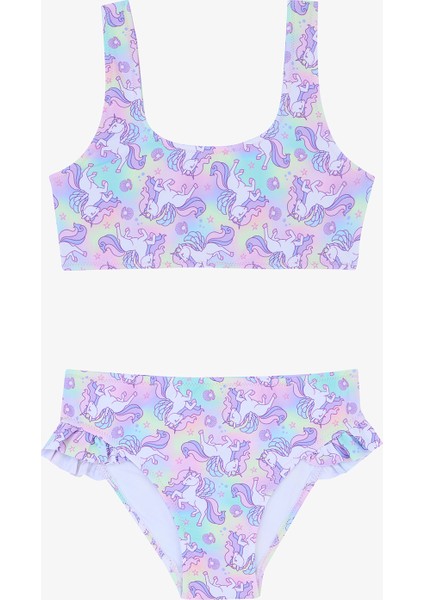 Kız Çocuk Sweet Unicorn Halter Yaka Bikini Takımı