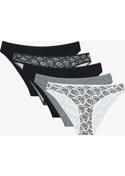 Simple Roses 5li Çok Renkli Slip Külot