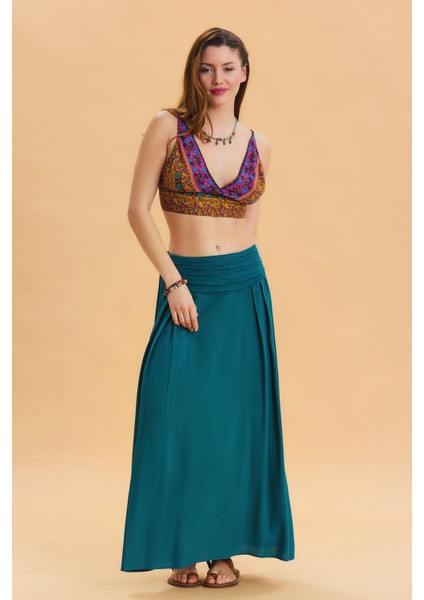 Beli Lastikli Drape Detaylı Otantik Etek