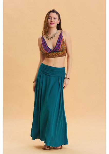 Beli Lastikli Drape Detaylı Otantik Etek