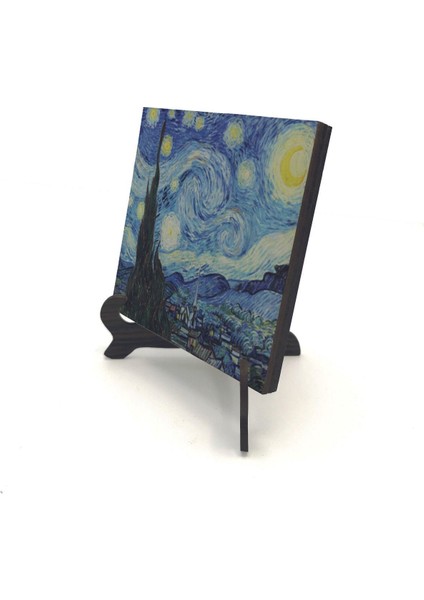 Yıldızlı Gece (Vincent Van Gogh, 1889) Baskılı Mdf Masaüstlük 10X10
