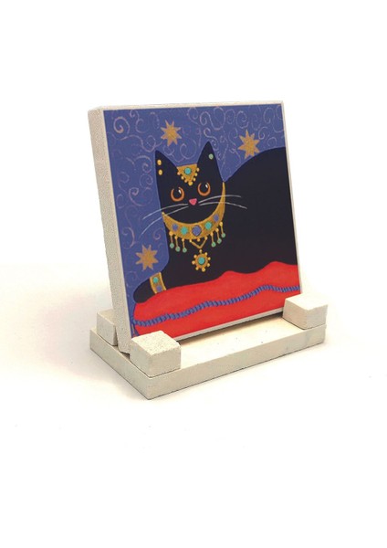 Kedi Baskılı Taş Masaüstlük 10X10
