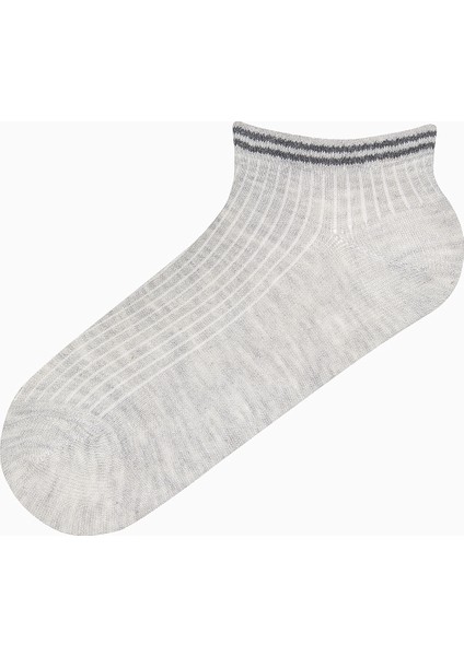 Mixed Pattern Siyah Gri 5li Patik Çorap