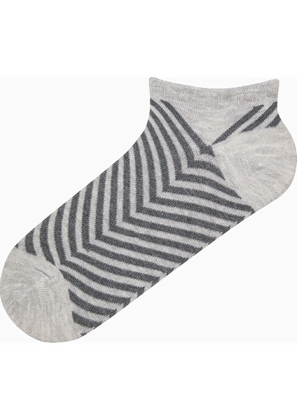 Mixed Pattern Siyah Gri 5li Patik Çorap