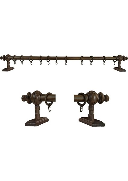 Ceviz 200 cm Raysız Rustik Perde Askı Seti (Ahşap Başlık ve Aluminyum Boru) modelleri