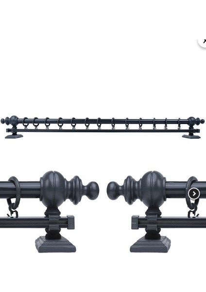 Antrasit 275 cm Tekraylı Rustik Perde Askı Seti (Ahşap Başlık ile Aluminyum Boru ve Ray)