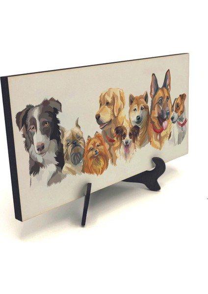 Sevimli Köpekler Baskılı Mdf Masaüstlük 10X20
