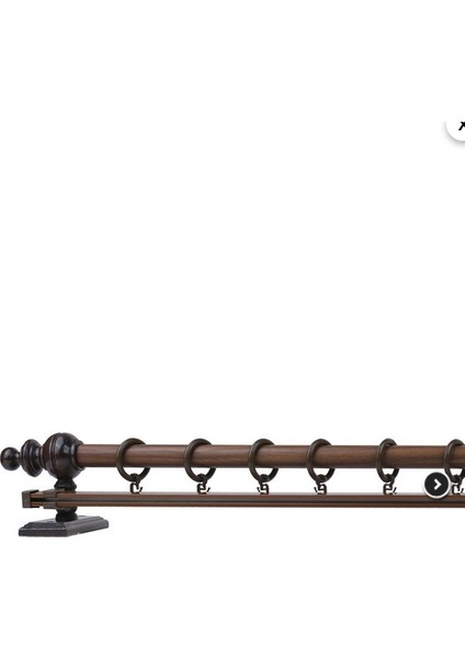 Ceviz 125 cm Tekraylı Rustik Perde Askı Seti (Ahşap Başlık ile Aluminyum Boru ve Ray)