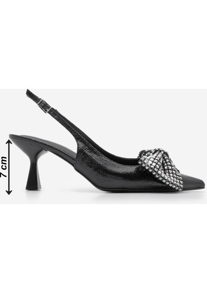 Kadın Stiletto Sivri Burun Fiyonklu Taşlı Topuklu Ayakkabı Lupeni