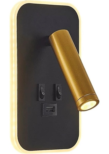 2722-03 Step Okuma Lambalı Aplik Usb Çıkışlı Sarı Başlıklı