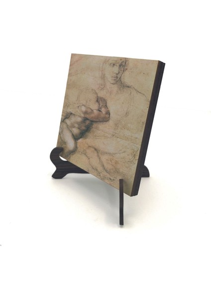 Eskiz Çizim (Leonardo Da Vinci) Baskılı Mdf Masaüstlük 10X10
